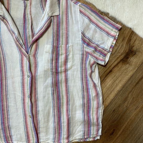 Rails Zuma Linen Blend Shirt in Havana Stripe Metallic Gold - Picture 3 of 9